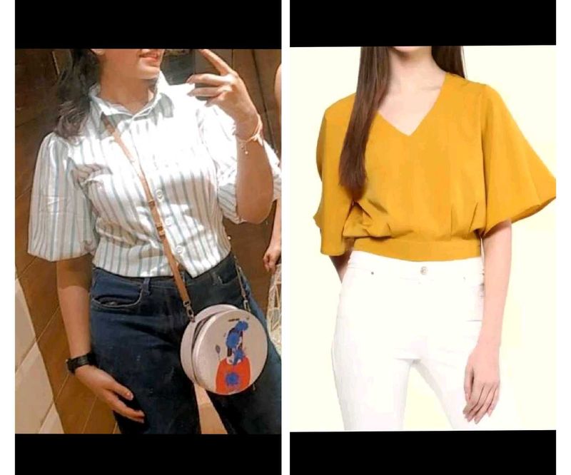 Combo Of Two Fluffy Sleeves Crop Top