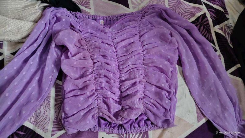 Purple Polka Dot Top