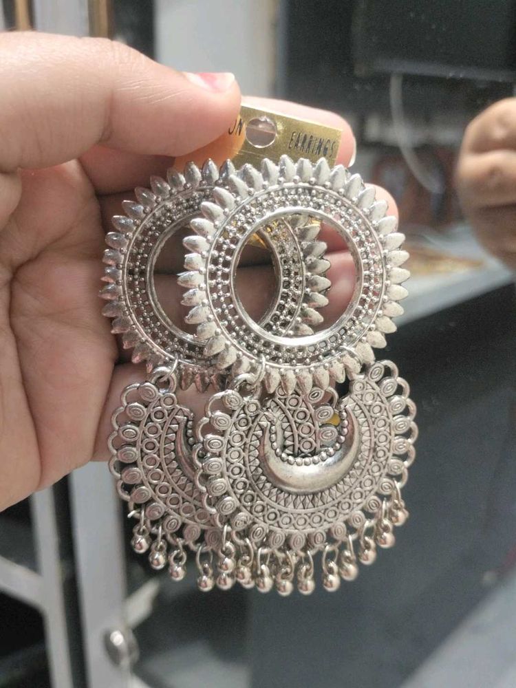 Silver Tone Dangle Earrings