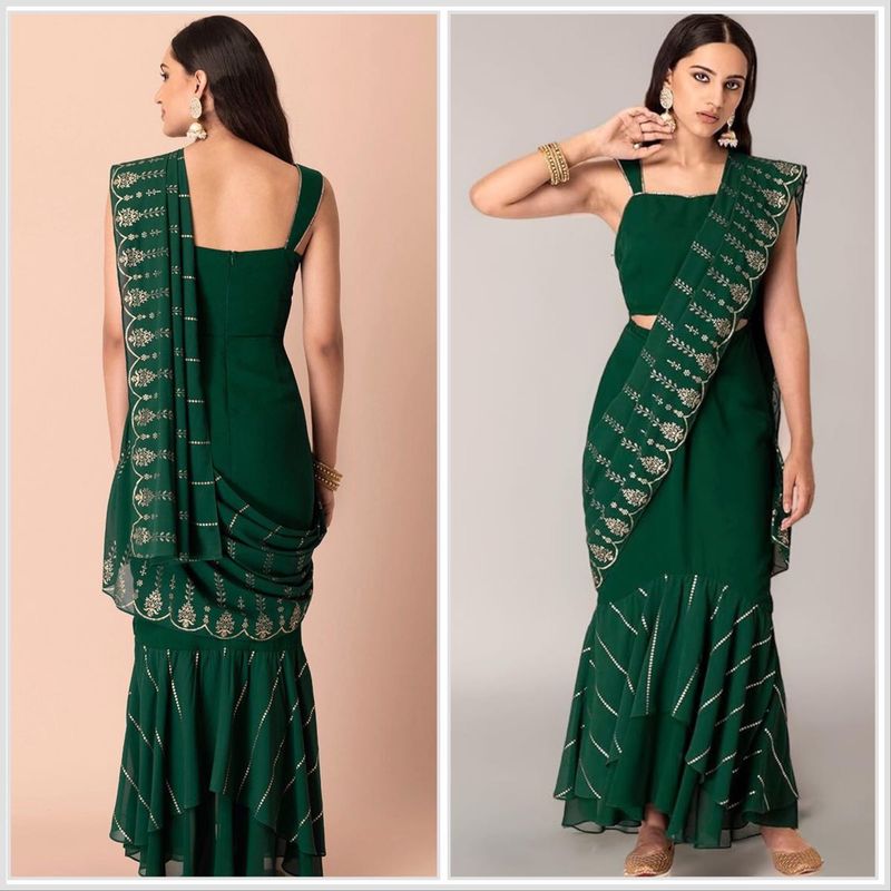 Emerald Green Ready To Wear Saree