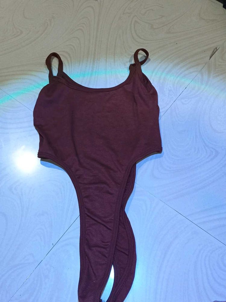 Burgundy Thong Bodysuit