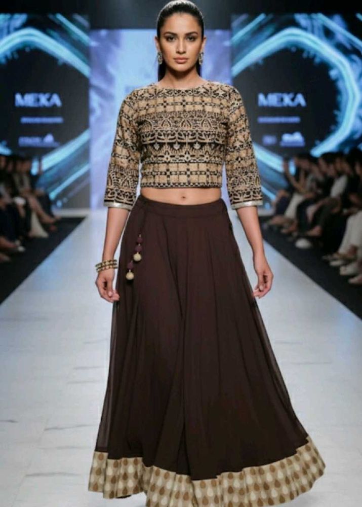 Elegant Brown Lehenga Choli Set