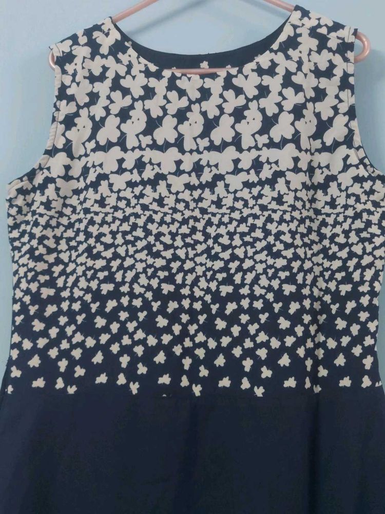 A Navy Blue Patterned Dress