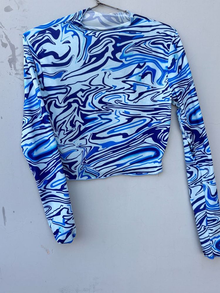 Blue Swirl Crop Top