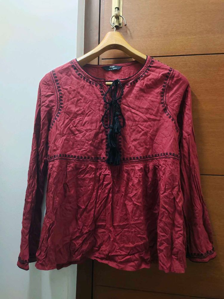 Red Embroidered Top ❤️
