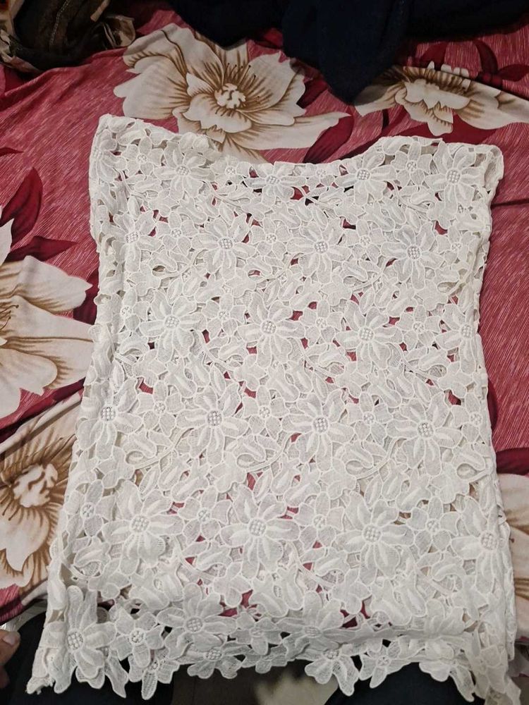 White Floral Lace Top