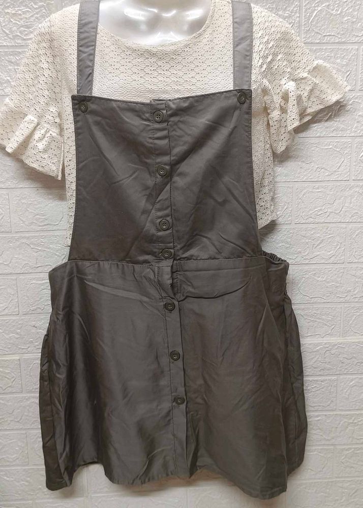 New Fresh Piece Grey Combo Jumpsuit Skirt Dress