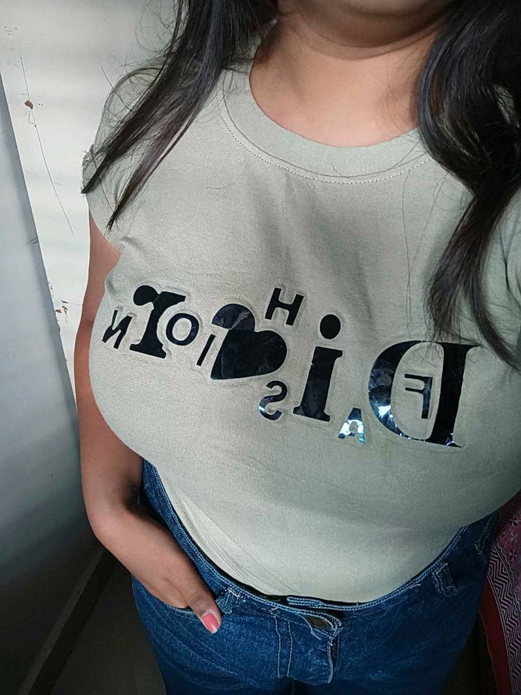Fade Olive Green Colour Top