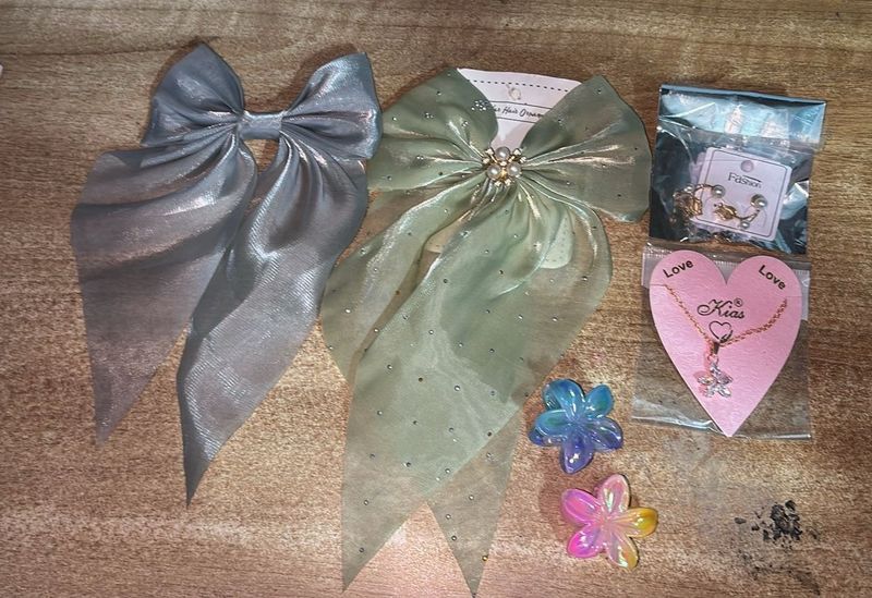 Hair Bows &amp; Jewelry Set