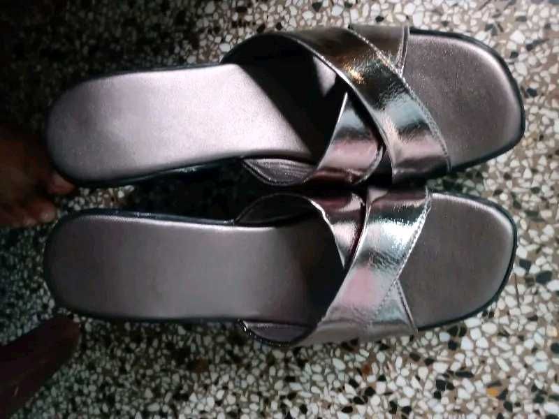 Stylish Silver Criss-Cross Slides
