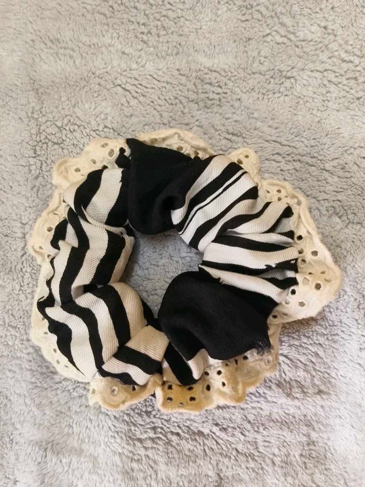 Striped &amp; Lace Scrunchie