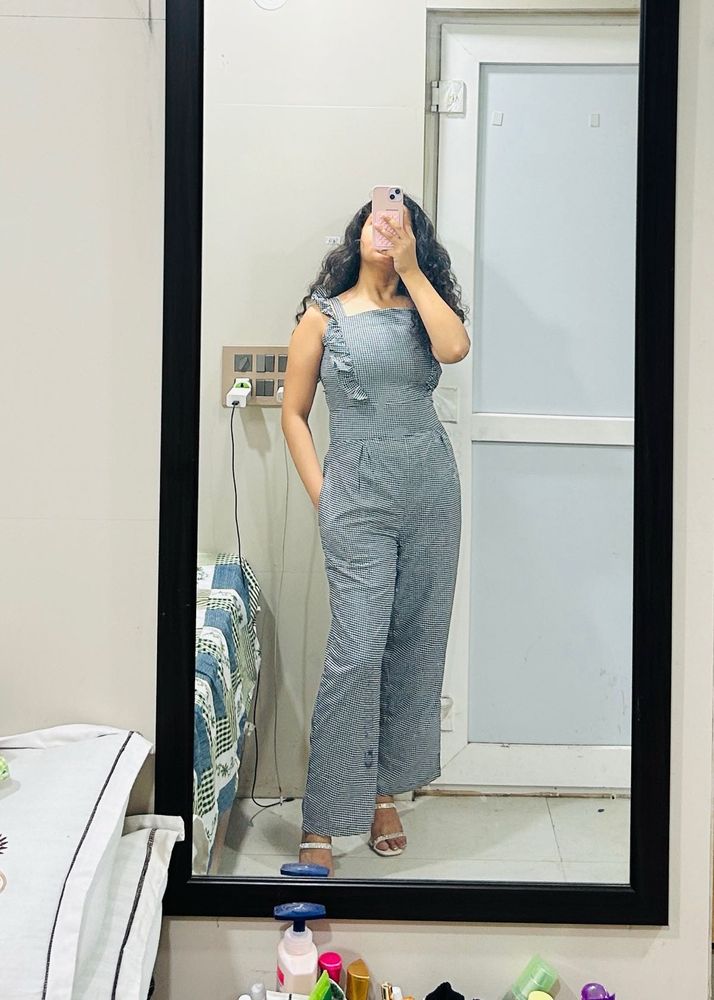 Black &amp; Whit Check Jumpsuit
