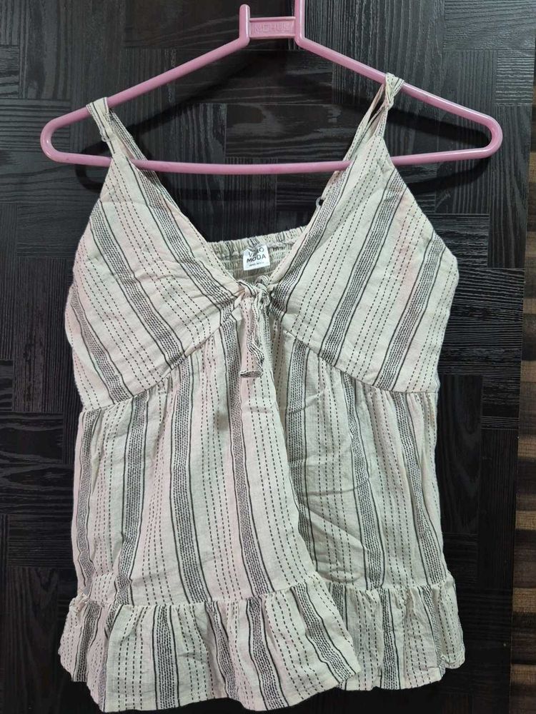 Striped Tie-Front Tank Top