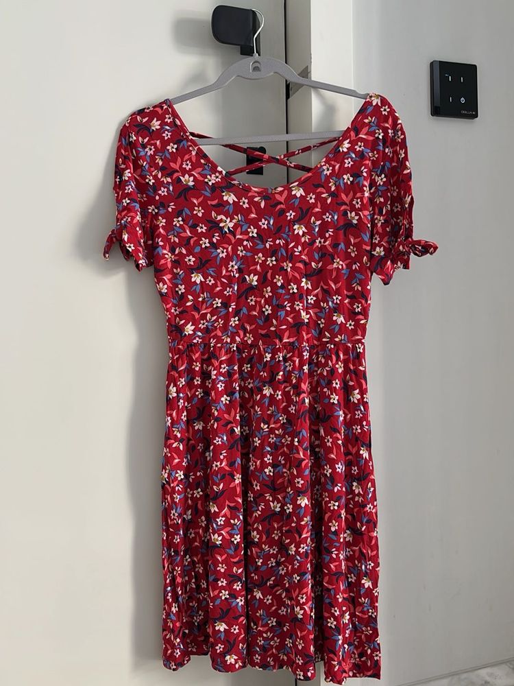 Red Floral Print Dress