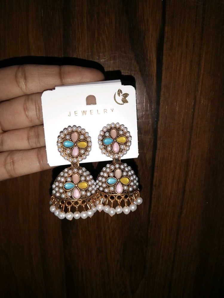 Cute Pastel Jhumka Earrings
