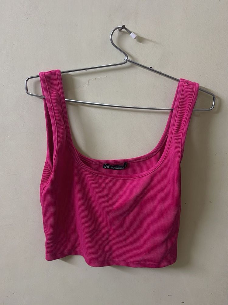Pink Crop Tank Top
