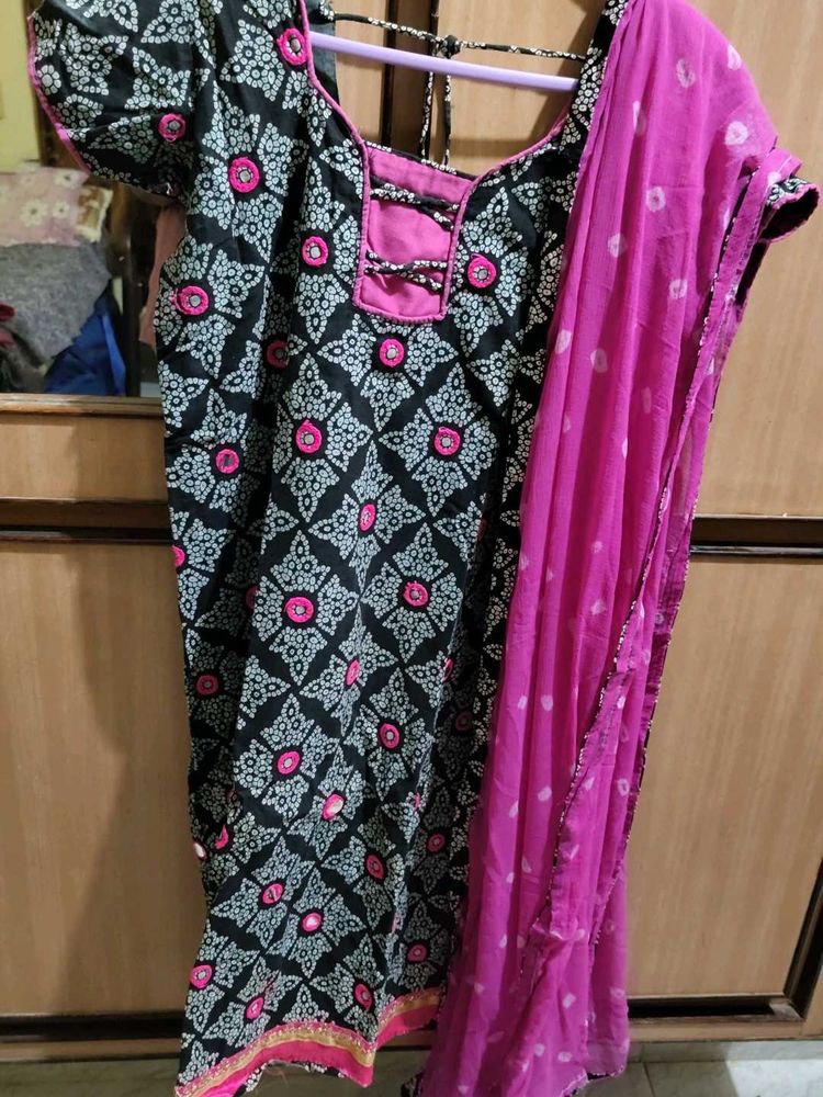 pink and Black kurta suit set fully stiched