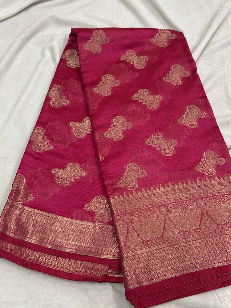 Elegant Pink Butterfly Saree