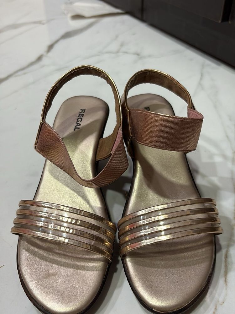 Regal Gold Wedge Sandals - Size 7