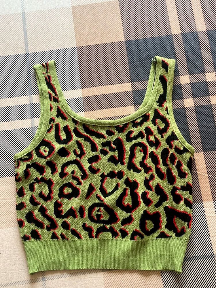 Leopard Print Crop Tank Top