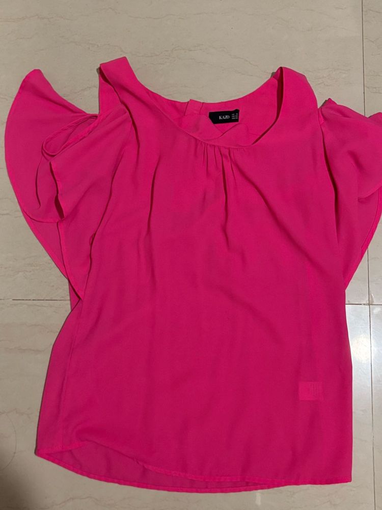 Kazo Off Shoulder Pink Top