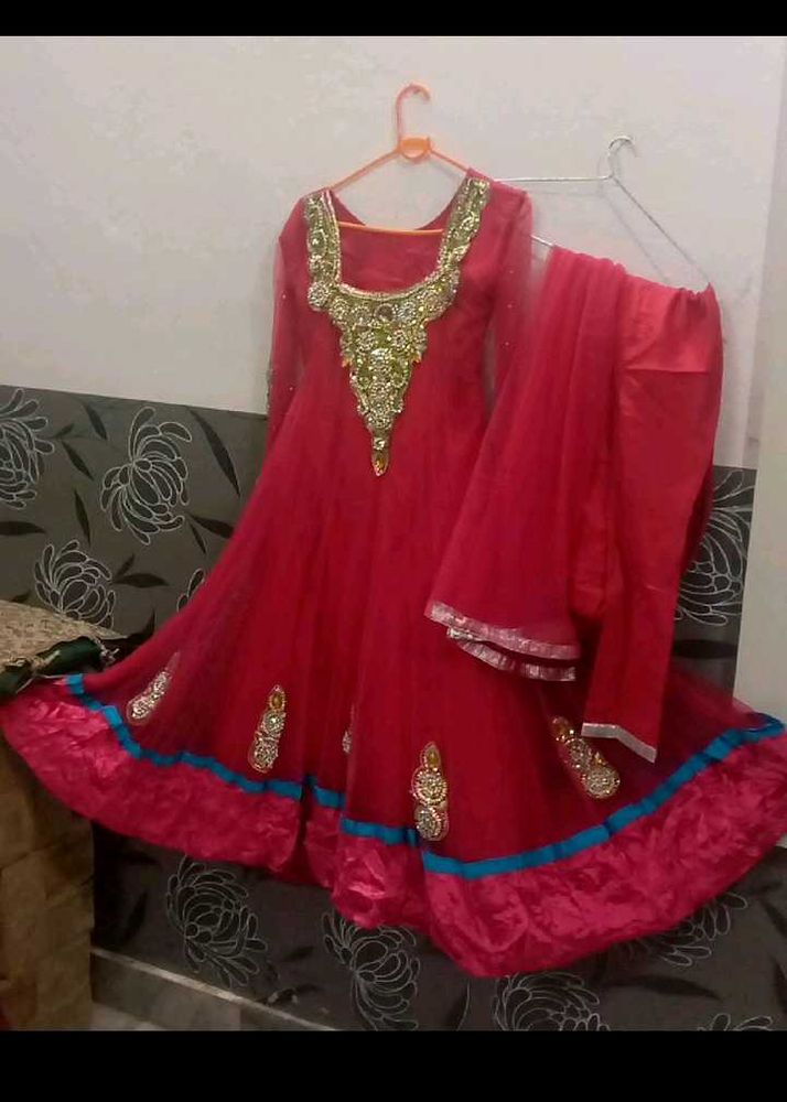Rose Pink Anarkali Suit Set
