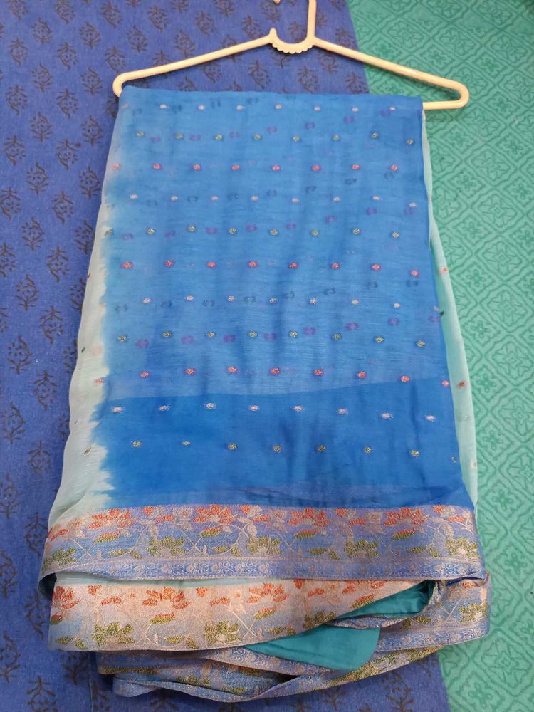 Blue Chiffon Saree