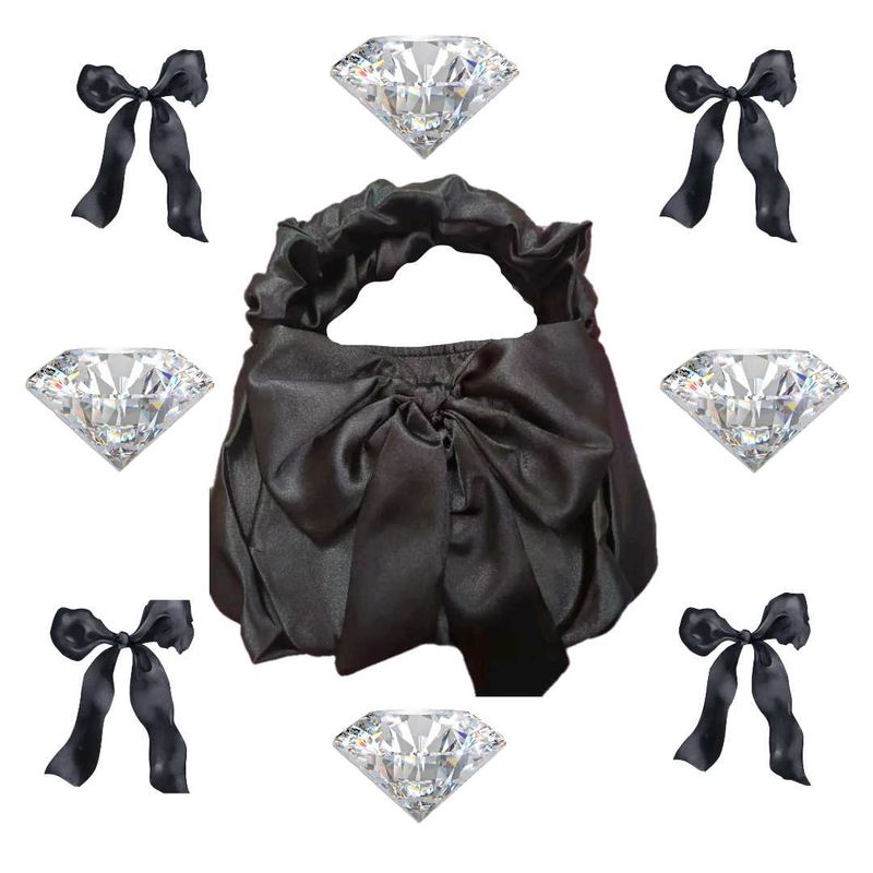 Pinterest Aesthetic Satin Bow Black Handbag