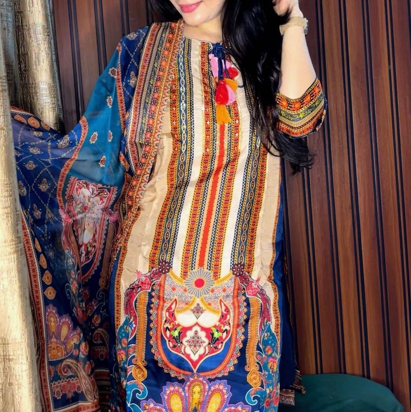 crepe  Kurta  suit Set with lining