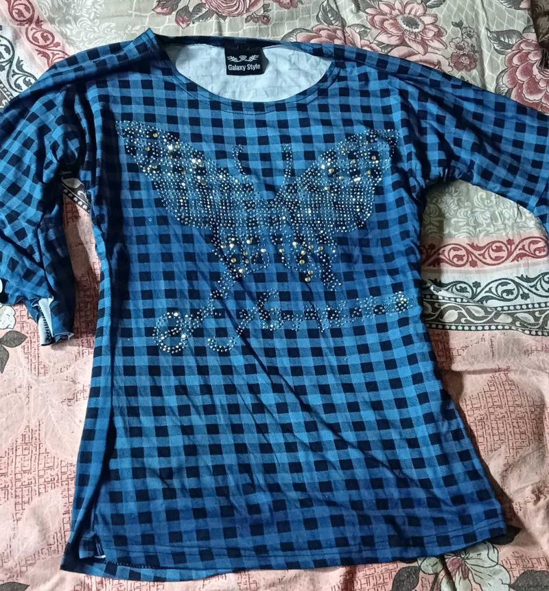 Blue Checkered Top
