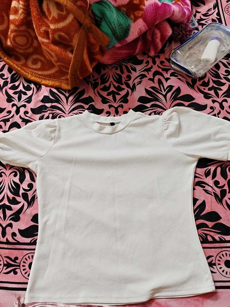White Puff Sleeve Top