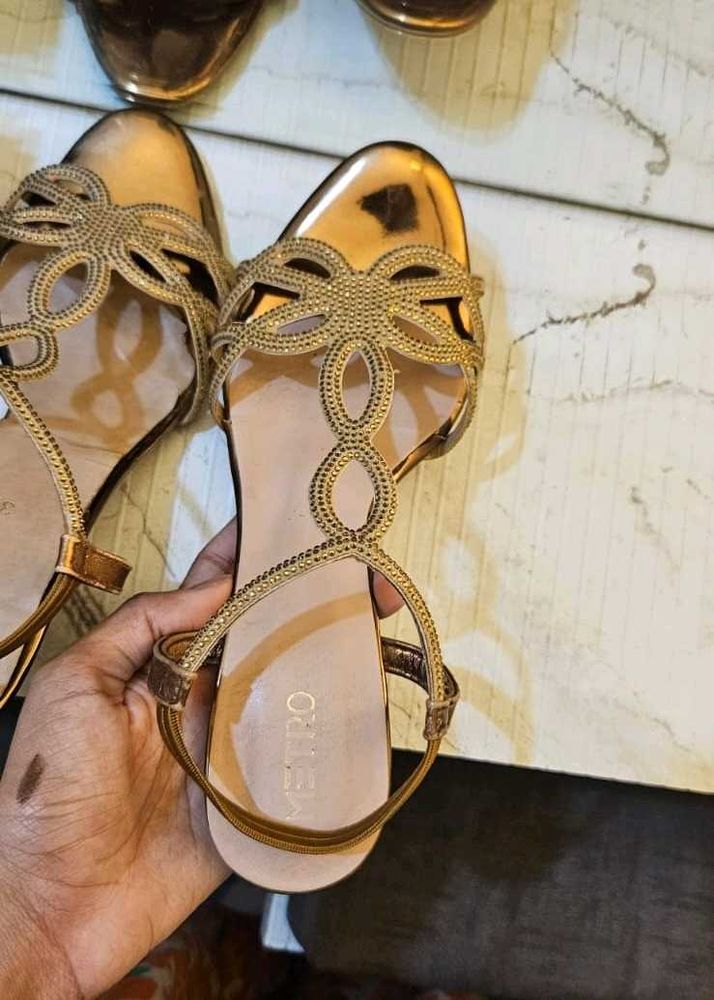 Metro Rhinestone Golden Heels