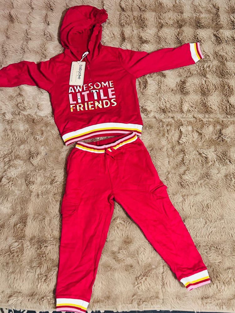 Babyoye Red Hoodie &amp; Pants Set