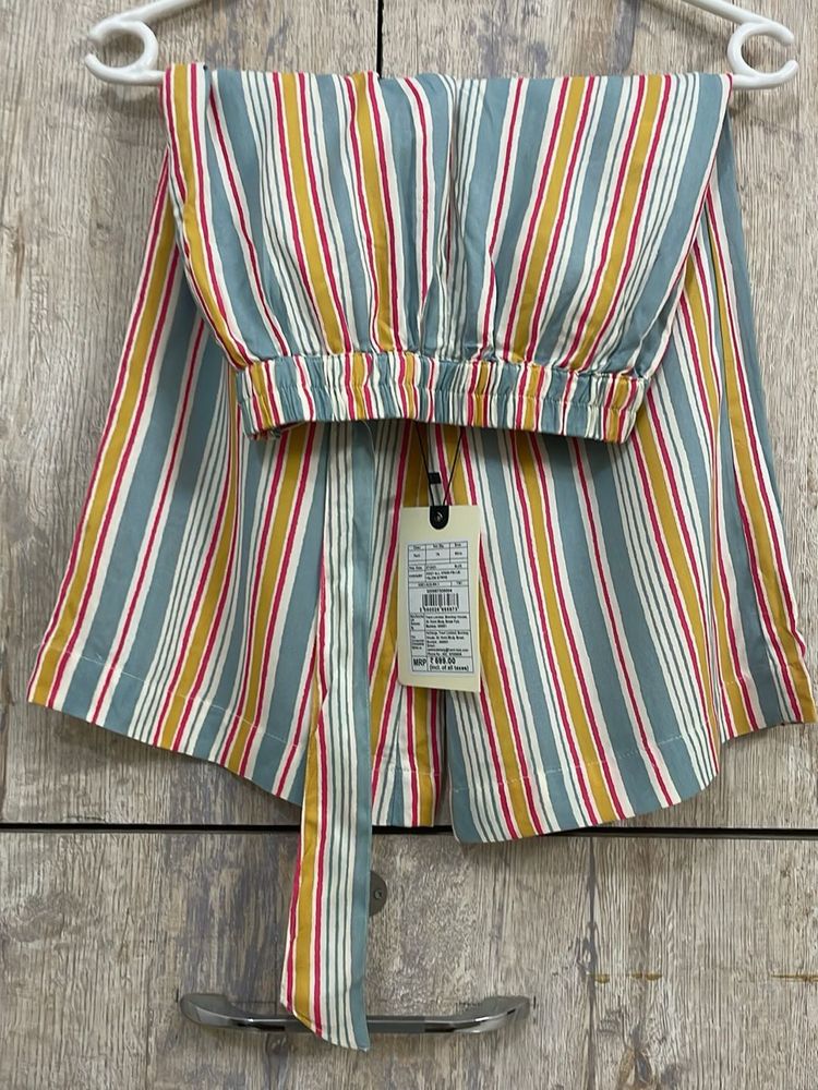 Striped Shorts with Tie