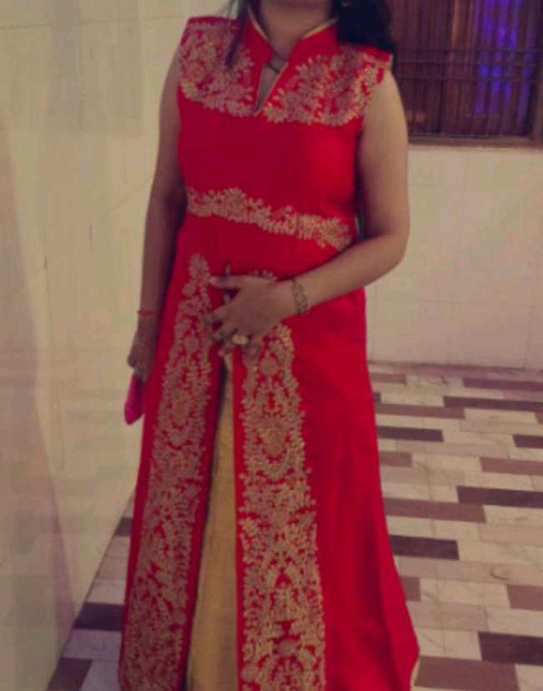 Red Embroidered Ethnic Gown