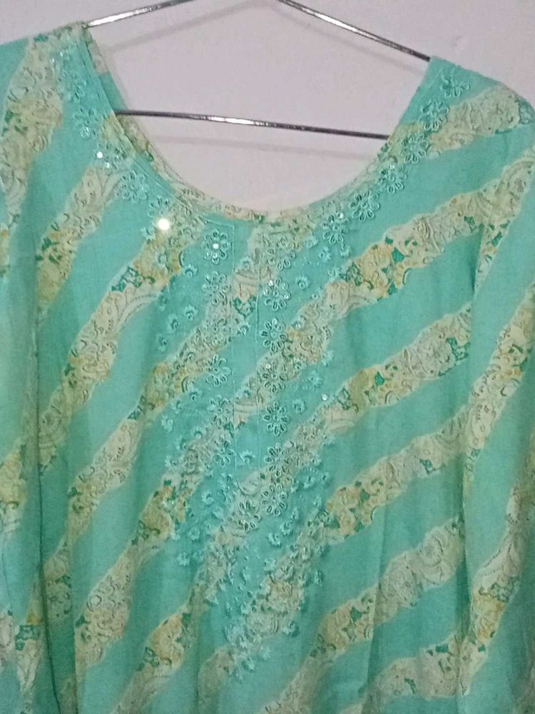 Sea Green Kurta Set Cotton 3xl Rayon