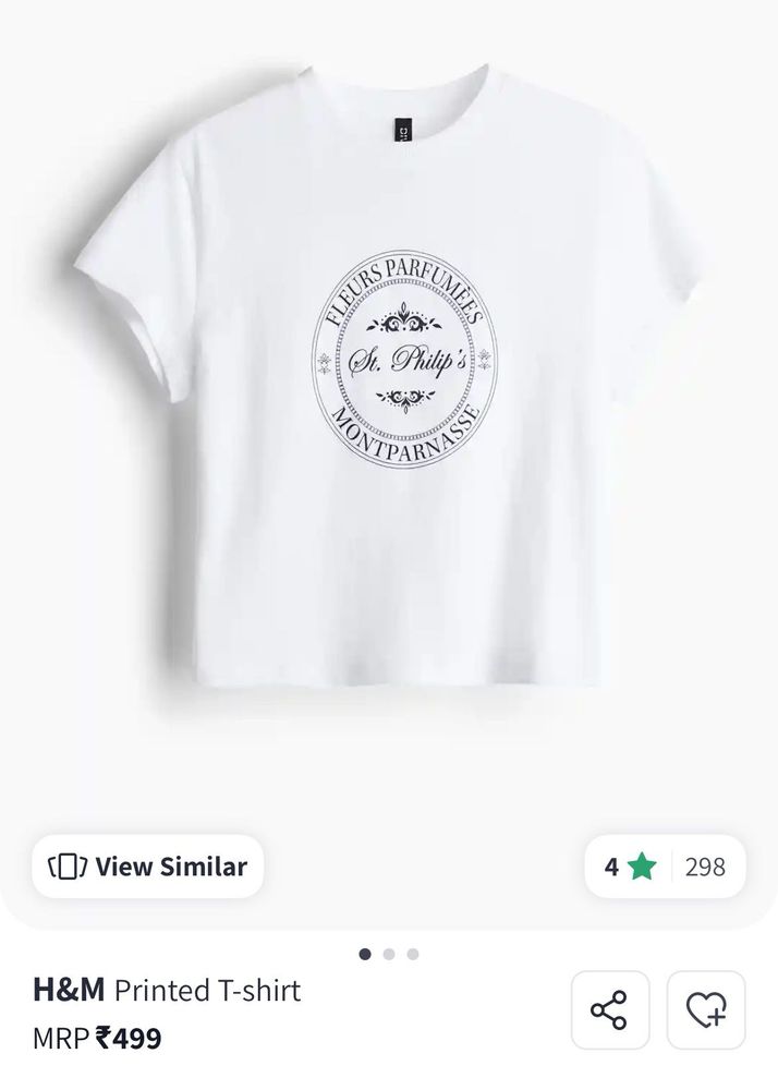 H&amp;M White Printed T-shirt in S