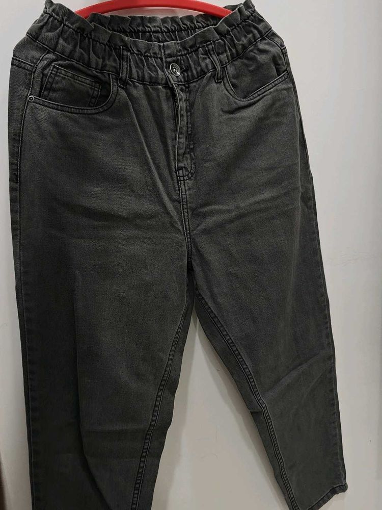 Grey Elastic Waist Jeans