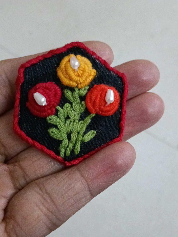 Floral Embroidered Hairclips