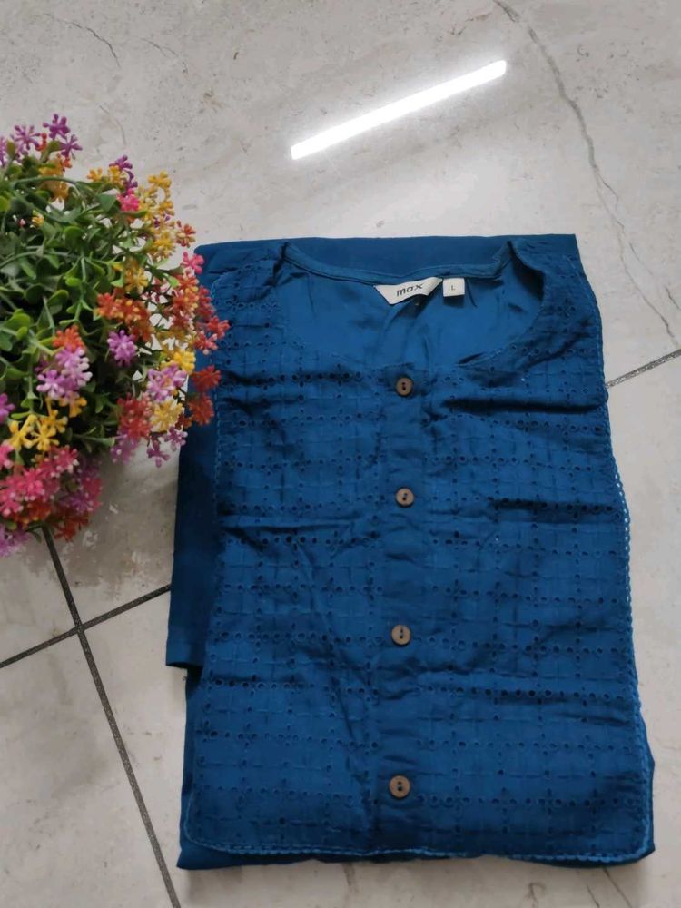 Teal Blue Cotton Kurti used Twice Only