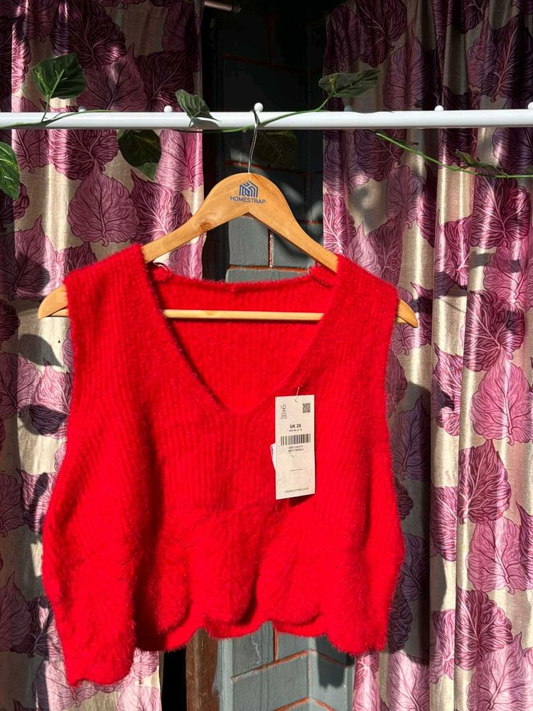 Red Knitted Vest Top