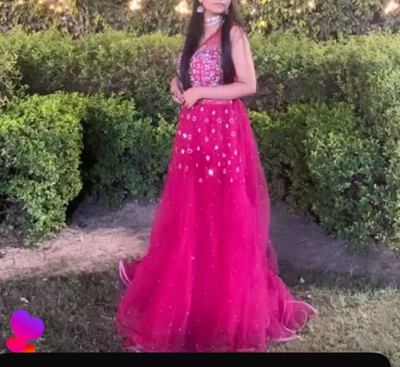 Pink Lehenga Mirror Work
