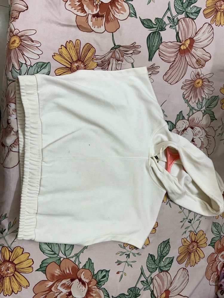 White Cropped Hoodie