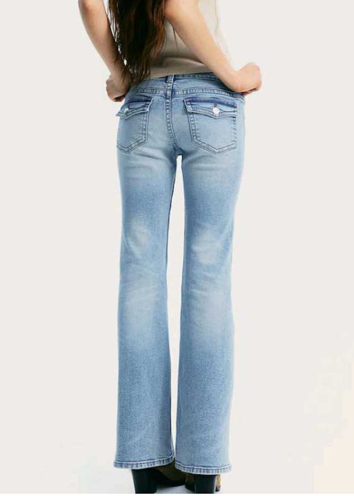 Light Wash Flare Leg Low-Rise Denim Jeans