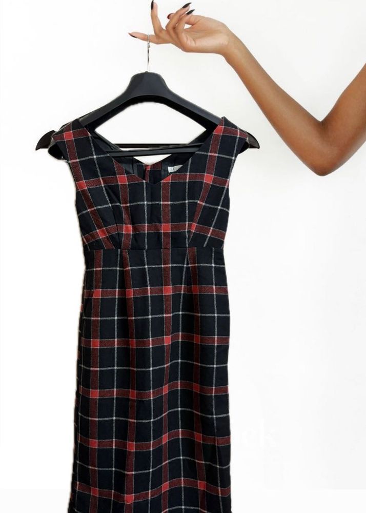 Vintage Plaid Midi Dress