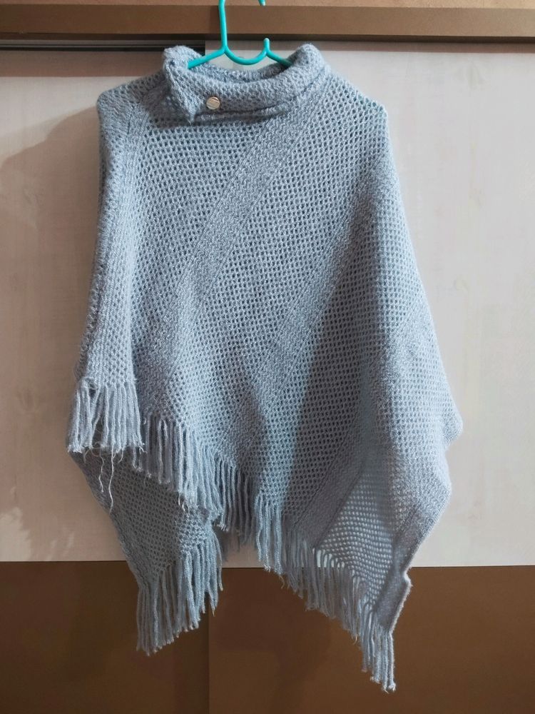 Trendy Elegant Grey Poncho For Women...