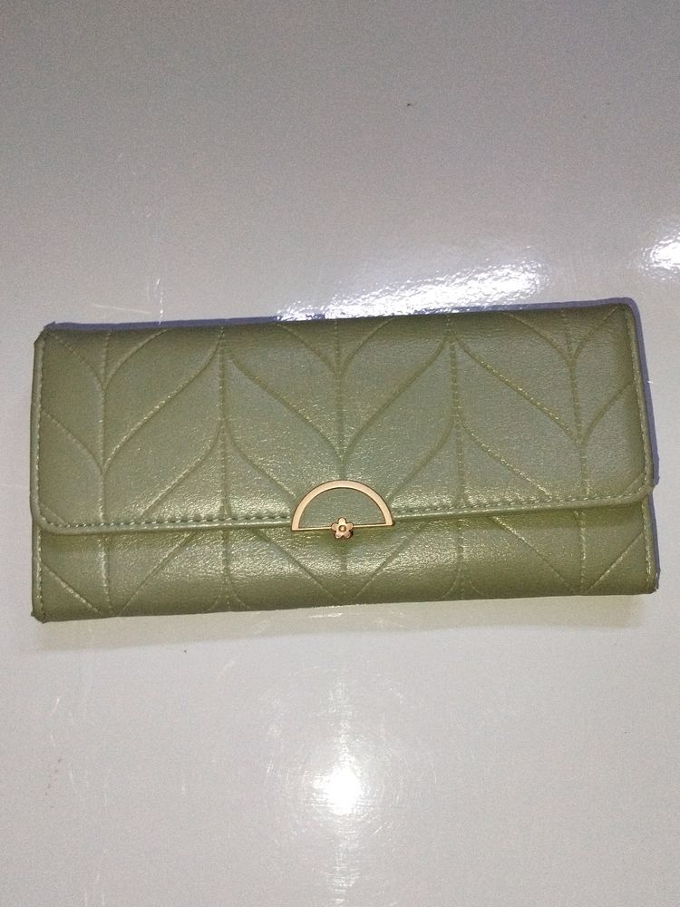 Olive Green Leaf Embossed Wallet