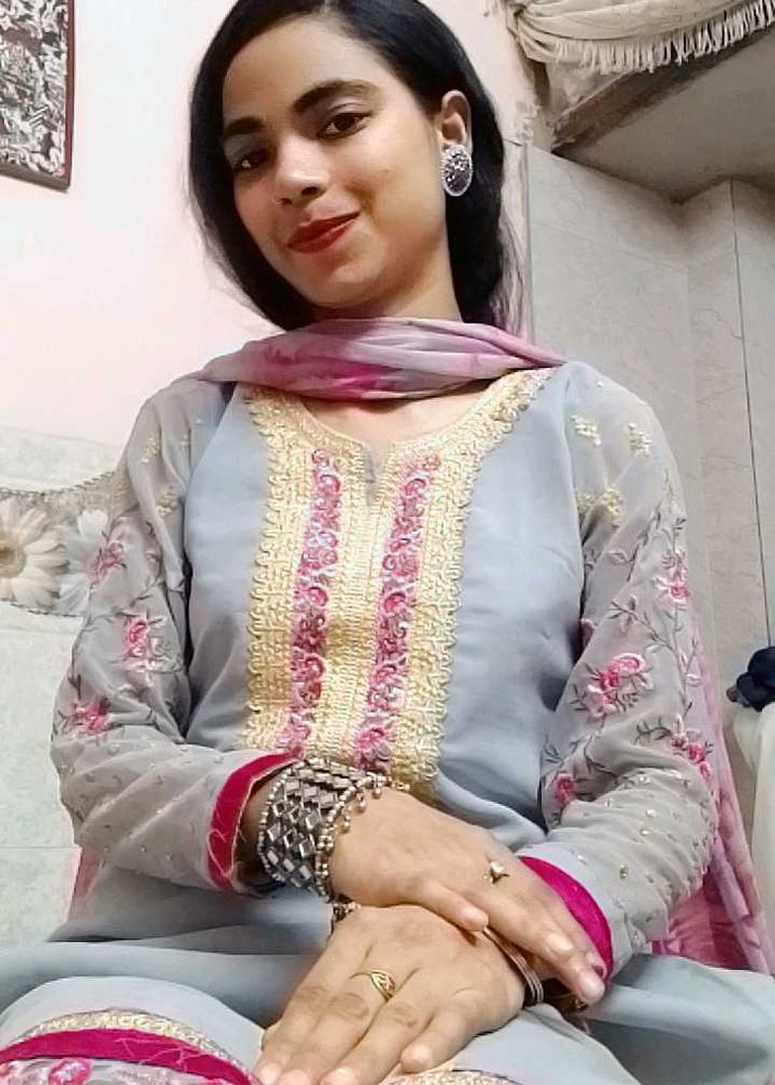 Grey Embroidered Salwar Suit