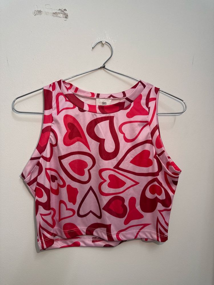 Retro Heart Print Tank Top
