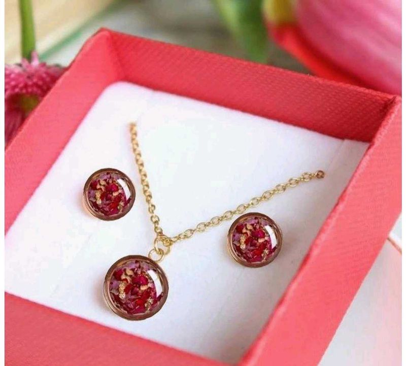 Pressed Flower Jewelry Set
